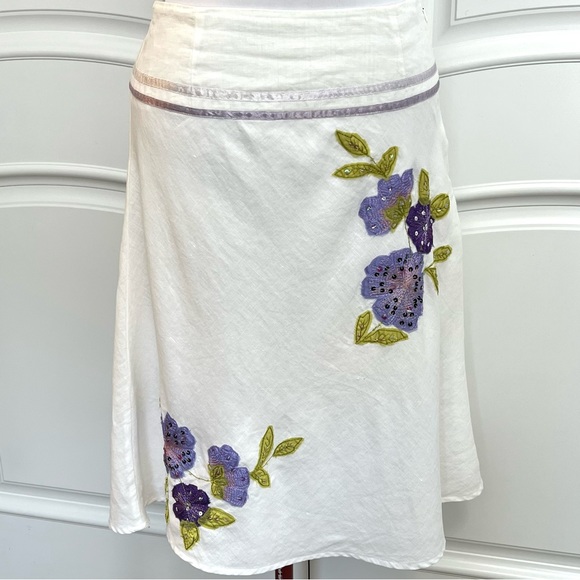 EUC Vintage Edward Linen embroidered skirt size 8 - Picture 10 of 16